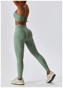 2PCS Seamless Yoga Set Gym Clothes Sportswear Yoga Suits For Women Fitness Rib Tracksuits Sports Bra Gym Leggings Sports Suits