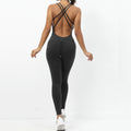 Pad Cross Back Women 2025 Lycra Fitness Gym One Piece Jumpsuit Leggings Workout Pant Female Shorts Active Wear Sport Outfit Suit