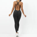 Pad Cross Back Women 2025 Lycra Fitness Gym One Piece Jumpsuit Leggings Workout Pant Female Shorts Active Wear Sport Outfit Suit