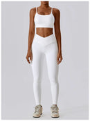 2PCS Seamless Yoga Set Gym Clothes Sportswear Yoga Suits For Women Fitness Rib Tracksuits Sports Bra Gym Leggings Sports Suits