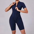 2025 Women's One-piece Yoga Jumpsuit leggings Zipper Nylon Long-sleeved Sexy Backless Slim Fit Sports Outfit with chest pad