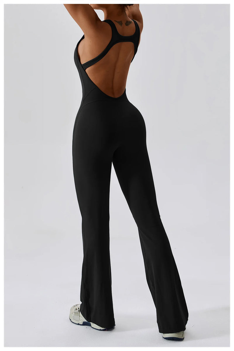 Back V Jumpsuit Sexy Gym Set Women Training Yoga Suit Sportswear Women Sports Jumpsuit Fitness Rompers Stretch Workout Bodysuits