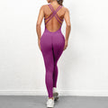 Pad Cross Back Women 2025 Lycra Fitness Gym One Piece Jumpsuit Leggings Workout Pant Female Shorts Active Wear Sport Outfit Suit