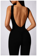 Sleeveless One-piece Suit Women Backless Sports Jumpsuit Female Flared Rompers Quick Drying Yoga Clothing Workout Bodysuits