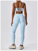 2PCS Seamless Yoga Set Gym Clothes Sportswear Yoga Suits For Women Fitness Rib Tracksuits Sports Bra Gym Leggings Sports Suits