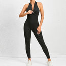 New Zip Up Rompers Scrunch Butt Yoga Sets Sleeveless pants Jumpsuit for Women Fitness Gym Clothing Workout Open Back Sports Suit