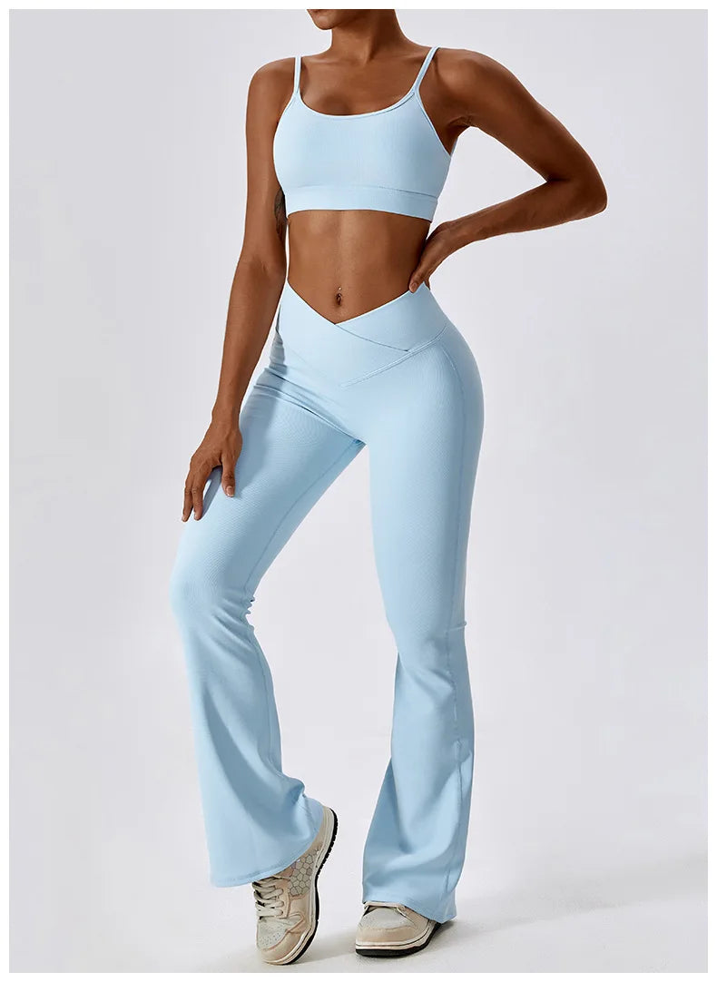 2PCS Seamless Yoga Set Gym Clothes Sportswear Yoga Suits For Women Fitness Rib Tracksuits Sports Bra Gym Leggings Sports Suits