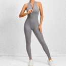 New Zip Up Rompers Scrunch Butt Yoga Sets Sleeveless pants Jumpsuit for Women Fitness Gym Clothing Workout Open Back Sports Suit