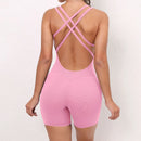 Pad Cross Back Women 2025 Lycra Fitness Gym One Piece Jumpsuit Leggings Workout Pant Female Shorts Active Wear Sport Outfit Suit