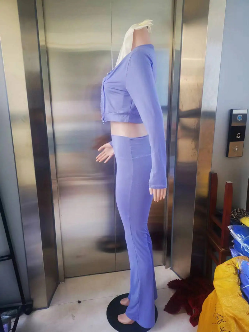 Women's Sports Suit Casual Tight Waist Solid Color Long Sleeved Top Vest Long Pants Three Piece Set Autumn