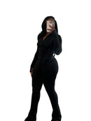 Pant Sets Two Piece Set Women Sexy Slim Fit Zipper Top Stand Collar Solid Sporty Casual Splice Flare Pants Elastic Waist