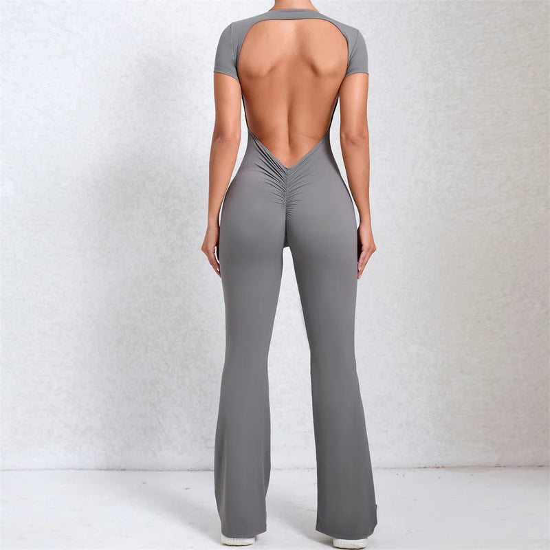 2025 Pad Short Sleeve Shirt Backless Yoga Set Gym Women Fitness Sports Pant High Waist Workout Leggings Activewear Tracksuits