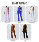 Women Fitness Jumpsuit Cross Back Vest Flare Leg Yoga Set Running Training With Padded Yoga Set