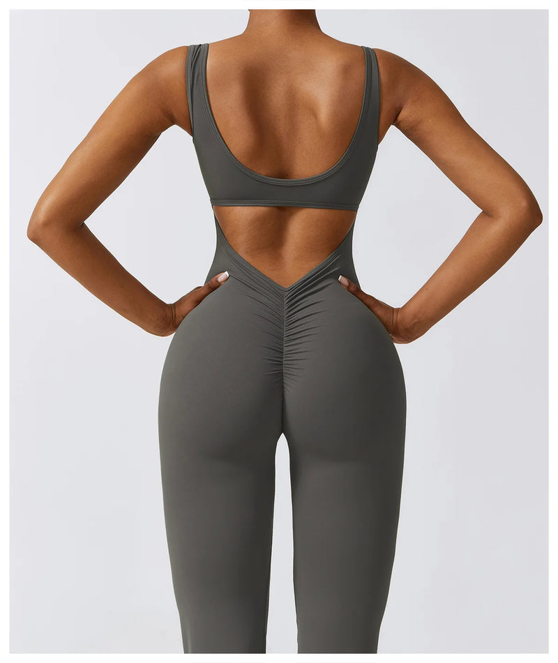 Back V Jumpsuit Sexy Gym Set Women Training Yoga Suit Sportswear Women Sports Jumpsuit Fitness Rompers Stretch Workout Bodysuits