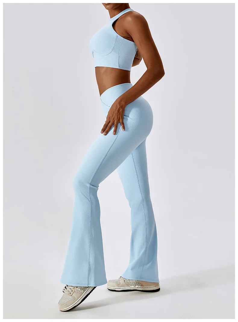 2PCS Seamless Yoga Set Gym Clothes Sportswear Yoga Suits For Women Fitness Rib Tracksuits Sports Bra Gym Leggings Sports Suits