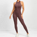 New Zip Up Rompers Scrunch Butt Yoga Sets Sleeveless pants Jumpsuit for Women Fitness Gym Clothing Workout Open Back Sports Suit