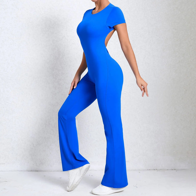 Long-Sleeved One-piece Suit Women Backless Sports Jumpsuit Female Push up Rompers Quick Drying Yoga Clothing Workout Bodysuits